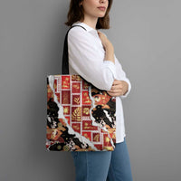 Hawaii Japanese Culture Black Tote Bag Spring Cranes Aloha Pattern