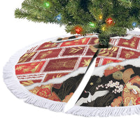 Hawaii Japanese Culture Black Tree Skirt Spring Cranes Aloha Pattern LT01 - Polynesian Pride
