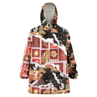 Hawaii Japanese Culture Black Wearable Blanket Hoodie Spring Cranes Aloha Pattern