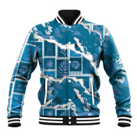 Hawaii Japanese Culture Blue Baseball Jacket Spring Cranes Aloha Pattern