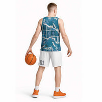 Hawaii Japanese Culture Blue Basketball Jersey Spring Cranes Aloha Pattern