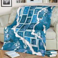 Hawaii Japanese Culture Blue Blanket Spring Cranes Aloha Pattern