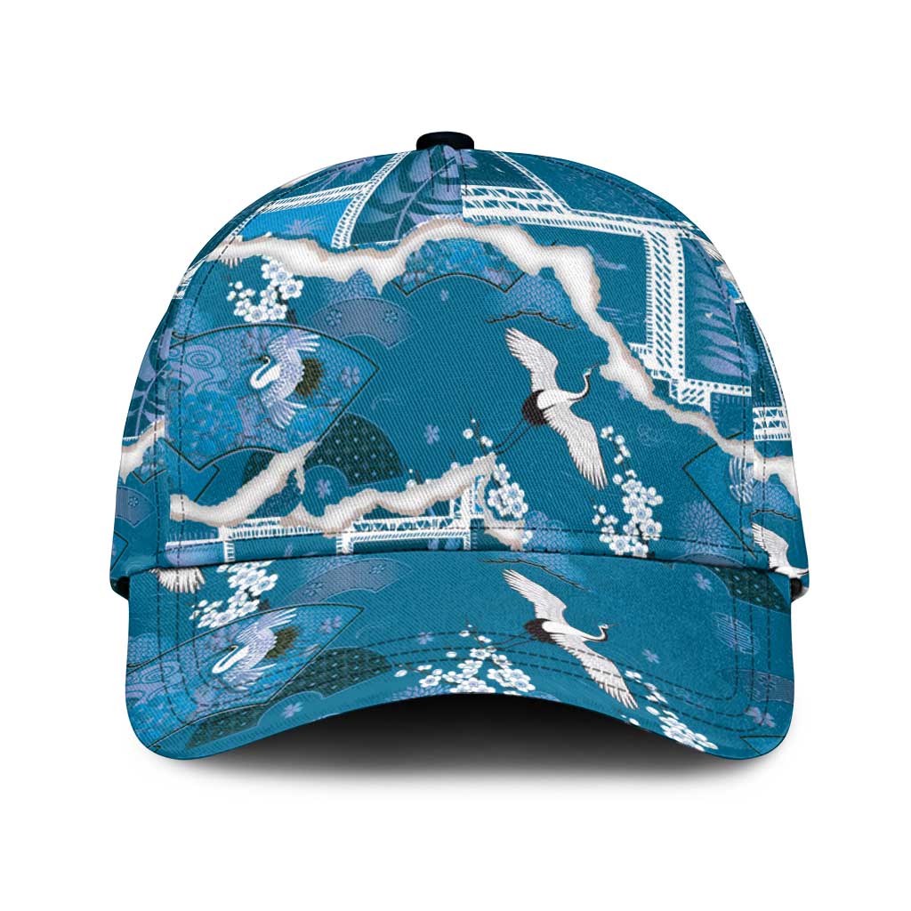 Hawaii Japanese Culture Blue Classic Cap Spring Cranes Aloha Pattern