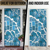 Hawaii Japanese Culture Blue Door Cover Spring Cranes Aloha Pattern LT01 - Polynesian Pride
