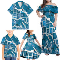 Hawaii Japanese Culture Blue Family Matching Off Shoulder Maxi Dress and Hawaiian Shirt Spring Cranes Aloha Pattern LT01 - Polynesian Pride
