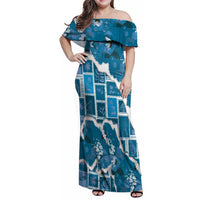 Hawaii Japanese Culture Blue Family Matching Off Shoulder Maxi Dress and Hawaiian Shirt Spring Cranes Aloha Pattern LT01 Mom's Dress Blue - Polynesian Pride