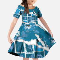 Hawaii Japanese Culture Blue Family Matching Summer Maxi Dress and Hawaiian Shirt Spring Cranes Aloha Pattern LT01 Daughter's Dress Blue - Polynesian Pride