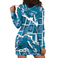 Hawaii Japanese Culture Blue Hoodie Dress Spring Cranes Aloha Pattern