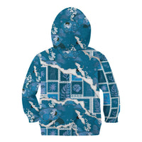 Hawaii Japanese Culture Blue Kid Hoodie Spring Cranes Aloha Pattern