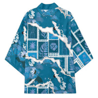 Hawaii Japanese Culture Blue Kimono Spring Cranes Aloha Pattern