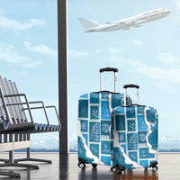 Hawaii Japanese Culture Blue Luggage Cover Spring Cranes Aloha Pattern