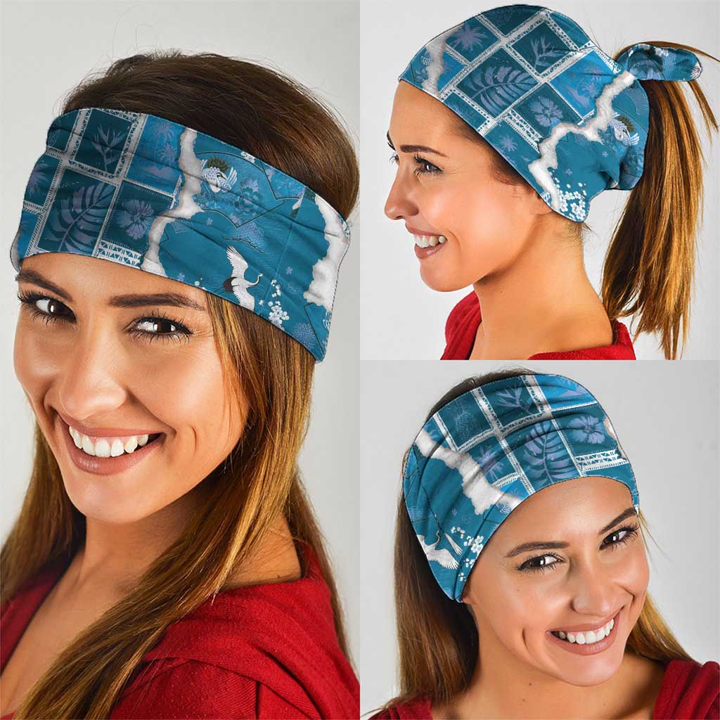 Hawaii Japanese Culture Blue Neck Gaiter Spring Cranes Aloha Pattern