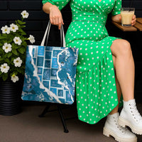 Hawaii Japanese Culture Blue Tote Bag Spring Cranes Aloha Pattern