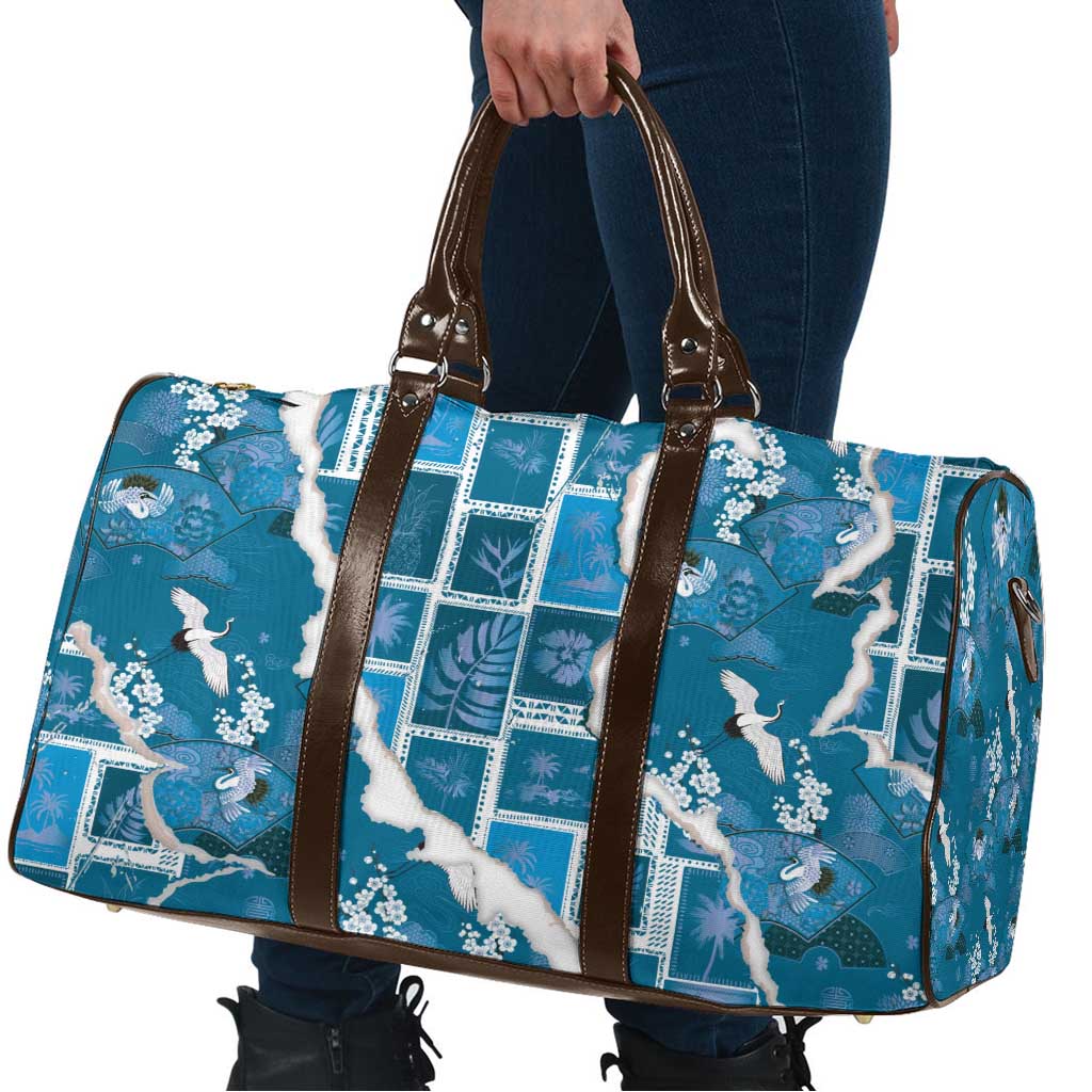 Hawaii Japanese Culture Blue Travel Bag Spring Cranes Aloha Pattern LT01 - Polynesian Pride