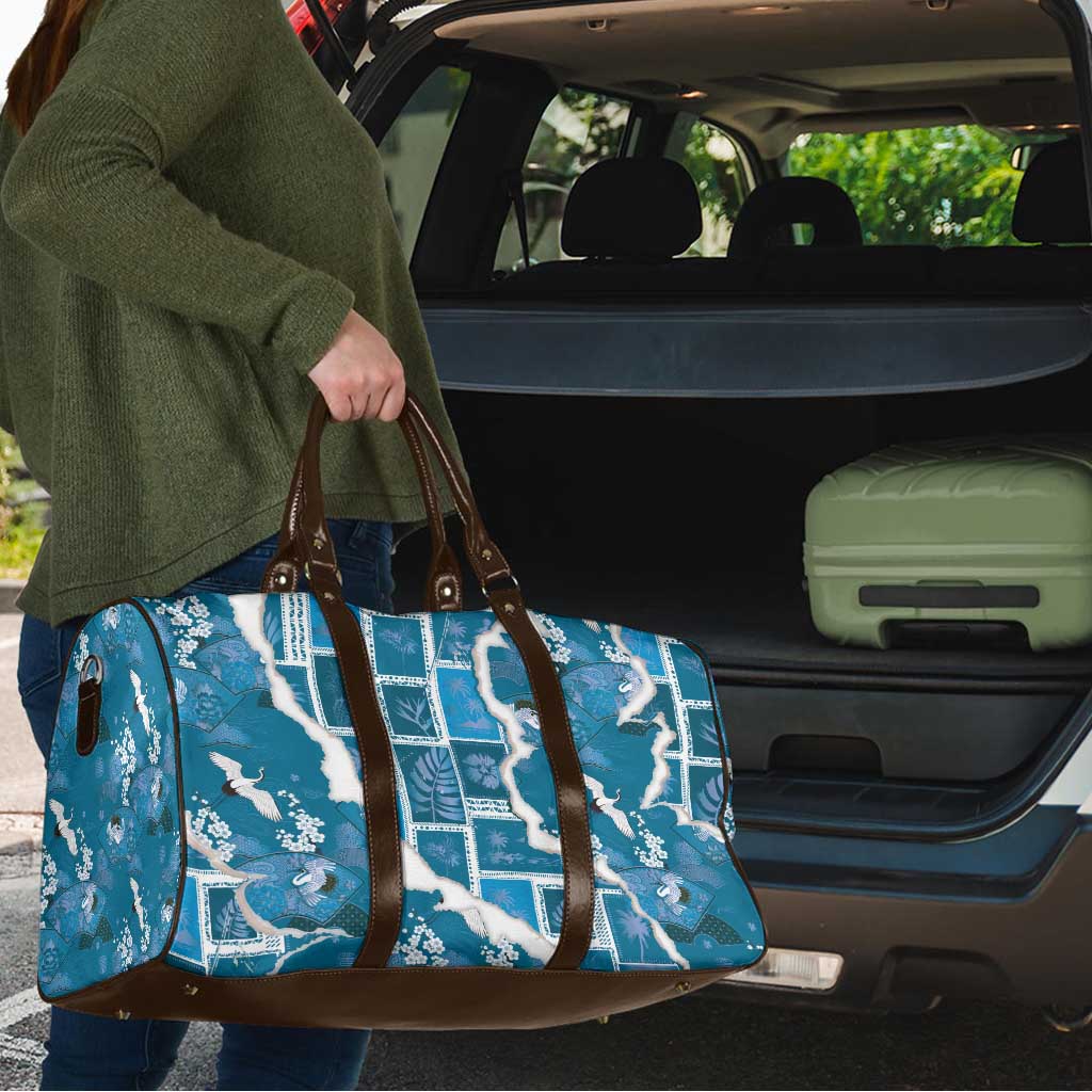 Hawaii Japanese Culture Blue Travel Bag Spring Cranes Aloha Pattern LT01 - Polynesian Pride