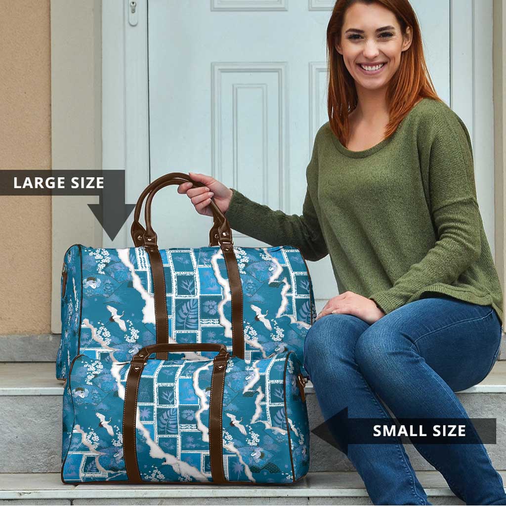 Hawaii Japanese Culture Blue Travel Bag Spring Cranes Aloha Pattern LT01 - Polynesian Pride