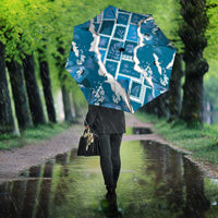 Hawaii Japanese Culture Blue Umbrella Spring Cranes Aloha Pattern