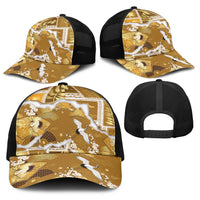 Hawaii Japanese Culture Gold Baseball Net Cap Spring Cranes Aloha Pattern
