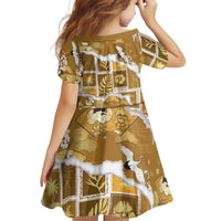 Hawaii Japanese Culture Gold Family Matching Off Shoulder Short Dress and Hawaiian Shirt Spring Cranes Aloha Pattern LT01 - Polynesian Pride