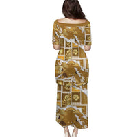 Hawaii Japanese Culture Gold Family Matching Puletasi and Hawaiian Shirt Spring Cranes Aloha Pattern LT01 - Polynesian Pride