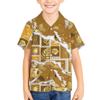 Hawaii Japanese Culture Gold Family Matching Puletasi and Hawaiian Shirt Spring Cranes Aloha Pattern LT01 Son's Shirt Gold - Polynesian Pride