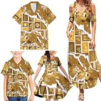 Hawaii Japanese Culture Gold Family Matching Summer Maxi Dress and Hawaiian Shirt Spring Cranes Aloha Pattern LT01 - Polynesian Pride