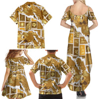 Hawaii Japanese Culture Gold Family Matching Summer Maxi Dress and Hawaiian Shirt Spring Cranes Aloha Pattern LT01 - Polynesian Pride