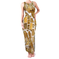 Hawaii Japanese Culture Gold Family Matching Tank Maxi Dress and Hawaiian Shirt Spring Cranes Aloha Pattern LT01 Mom's Dress Gold - Polynesian Pride