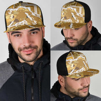 Hawaii Japanese Culture Gold Mesh Trucker Cap Spring Cranes Aloha Pattern