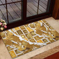 Hawaii Japanese Culture Gold Rubber Doormat Spring Cranes Aloha Pattern