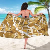 Hawaii Japanese Culture Gold Sarong Spring Cranes Aloha Pattern