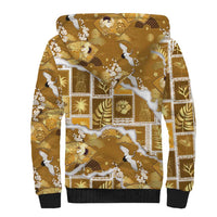 Hawaii Japanese Culture Gold Sherpa Hoodie Spring Cranes Aloha Pattern LT01 - Polynesian Pride