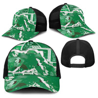 Hawaii Japanese Culture Green Baseball Net Cap Spring Cranes Aloha Pattern