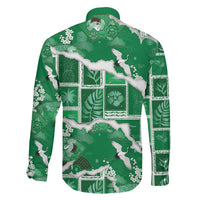 Hawaii Japanese Culture Green Family Matching Long Sleeve Bodycon Dress and Hawaiian Shirt Spring Cranes Aloha Pattern LT01 - Polynesian Pride