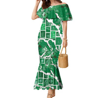 Hawaii Japanese Culture Green Family Matching Mermaid Dress and Hawaiian Shirt Spring Cranes Aloha Pattern LT01 Mom's Dress Green - Polynesian Pride