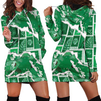 Hawaii Japanese Culture Green Hoodie Dress Spring Cranes Aloha Pattern LT01 - Polynesian Pride