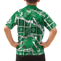 Hawaii Japanese Culture Green Kid Hawaiian Shirt Spring Cranes Aloha Pattern