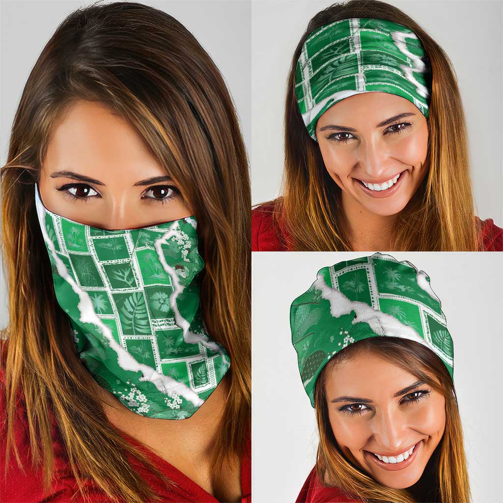 Hawaii Japanese Culture Green Neck Gaiter Spring Cranes Aloha Pattern