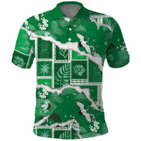 Hawaii Japanese Culture Green Polo Shirt Spring Cranes Aloha Pattern LT01 Green - Polynesian Pride