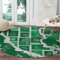 Hawaii Japanese Culture Green Round Carpet Spring Cranes Aloha Pattern