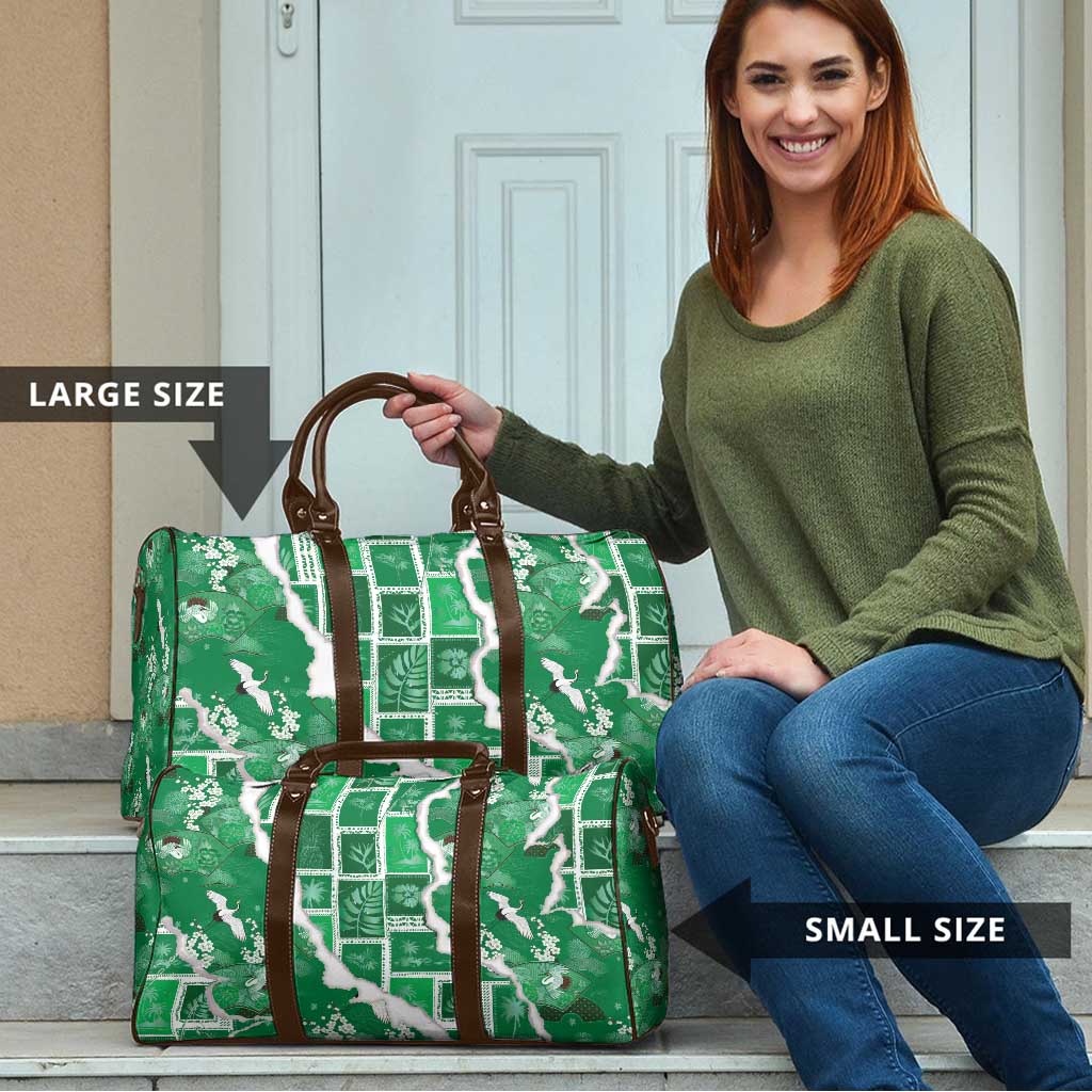 Hawaii Japanese Culture Green Travel Bag Spring Cranes Aloha Pattern LT01 - Polynesian Pride