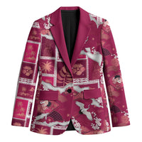 Hawaii Japanese Culture Pink Blazer Spring Cranes Aloha Pattern