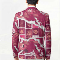 Hawaii Japanese Culture Pink Blazer Spring Cranes Aloha Pattern