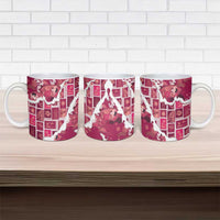 Hawaii Japanese Culture Pink Ceramic Mug Spring Cranes Aloha Pattern