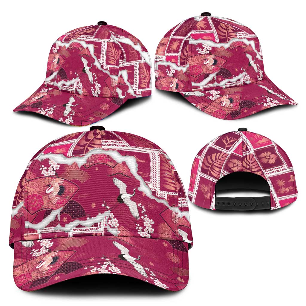 Hawaii Japanese Culture Pink Classic Cap Spring Cranes Aloha Pattern