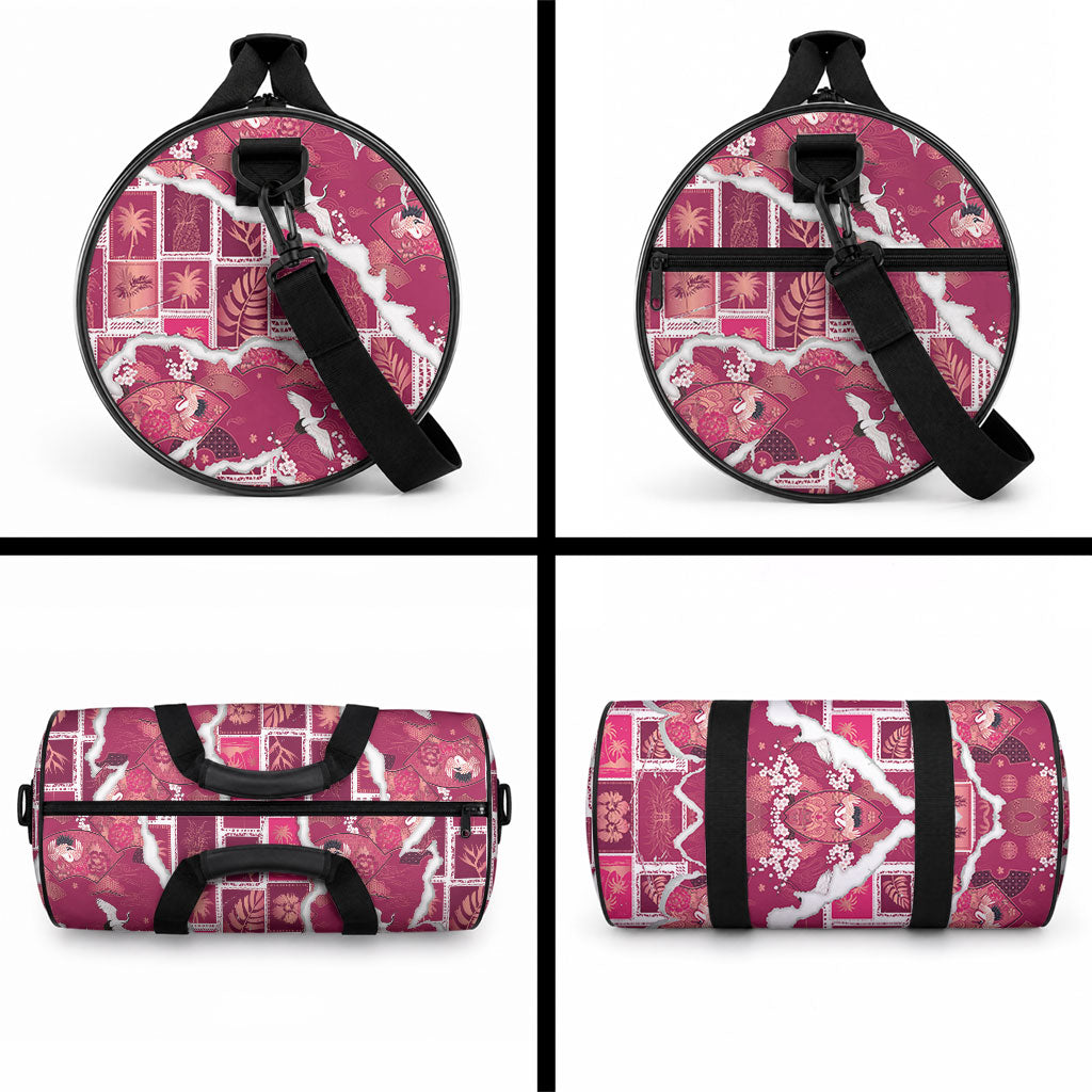 Hawaii Japanese Culture Pink Duffle Bag Spring Cranes Aloha Pattern LT01 - Polynesian Pride