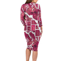 Hawaii Japanese Culture Pink Family Matching Long Sleeve Bodycon Dress and Hawaiian Shirt Spring Cranes Aloha Pattern LT01 - Polynesian Pride