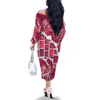Hawaii Japanese Culture Pink Family Matching Off The Shoulder Long Sleeve Dress and Hawaiian Shirt Spring Cranes Aloha Pattern LT01 - Polynesian Pride
