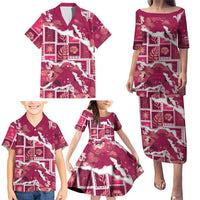 Hawaii Japanese Culture Pink Family Matching Puletasi and Hawaiian Shirt Spring Cranes Aloha Pattern LT01 - Polynesian Pride