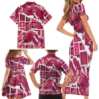 Hawaii Japanese Culture Pink Family Matching Short Sleeve Bodycon Dress and Hawaiian Shirt Spring Cranes Aloha Pattern LT01 - Polynesian Pride